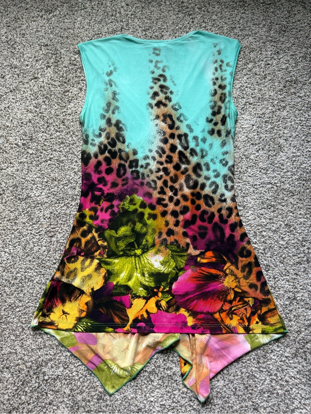 True Y2K Venus asymmetric top animal print leopard print rhinestones size S/M - Picture 2 of 5